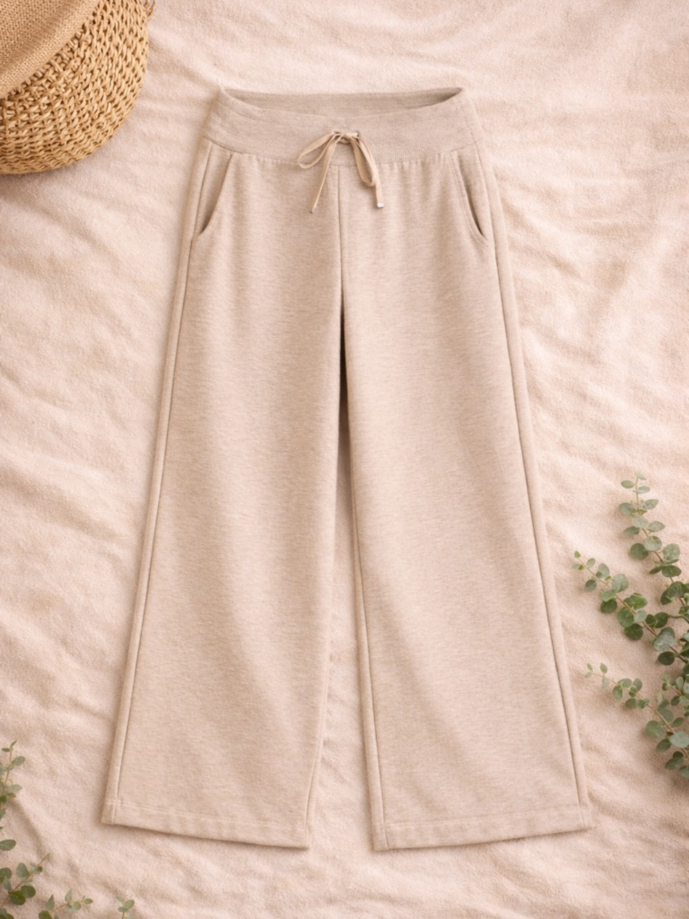Travis Mathew Save The Day Pant - Wide Leg Drawstring Pants - Beige